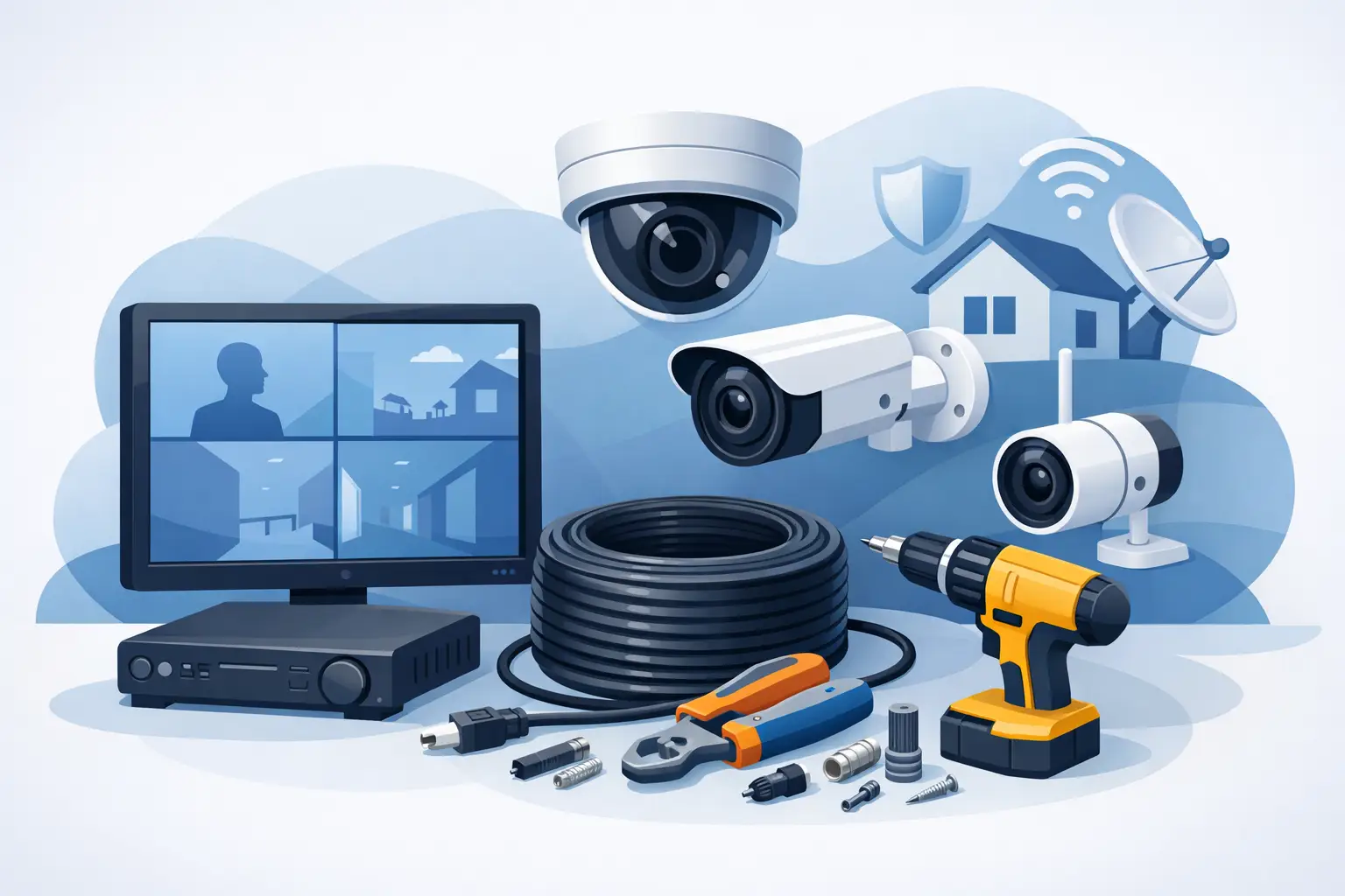 Equipos y materiales para instalar CCTV